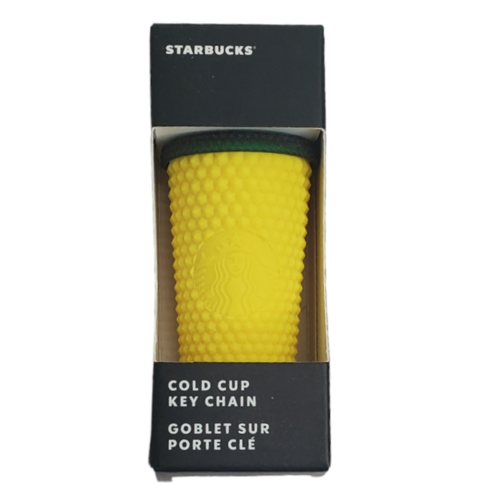 NWT Starbucks Mini Bling Studded Yellow Pineapple Cold Cup Keychain 2022